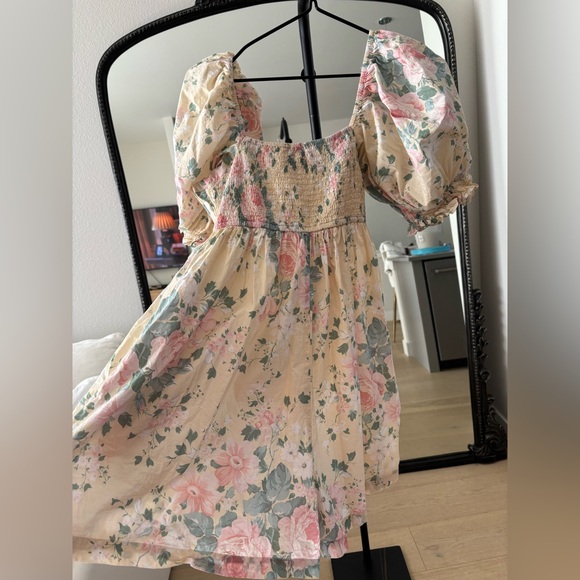 Selkie Pastel Floral Dress with Puff Sleeves - Picture 2 of 8